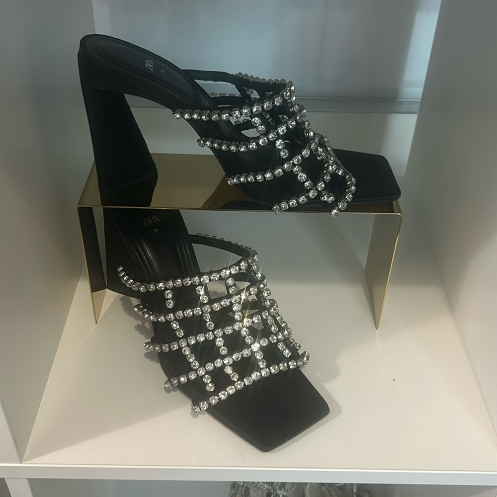 Zara rhinestone heeled sandals